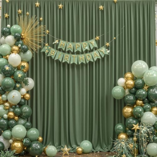 8 Panels Valley Green Backdrop Curtain for Parties Wrinkle Free Dark Green Photo Curtains Backdrop Drapes Fabric Decoration for Weding Baby Shower Birthday Party Photography 40ft(W) x 10ft(H) - Image 3