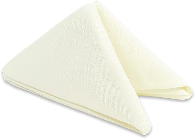 Leading Linens 20 pcs Ivory 20"x20" Polyester Cloth Napkins | Premium, soft, & durable square linen napkins, perfect for weddings, dining, restaurants, & parties. Washable. by LeadingLinens