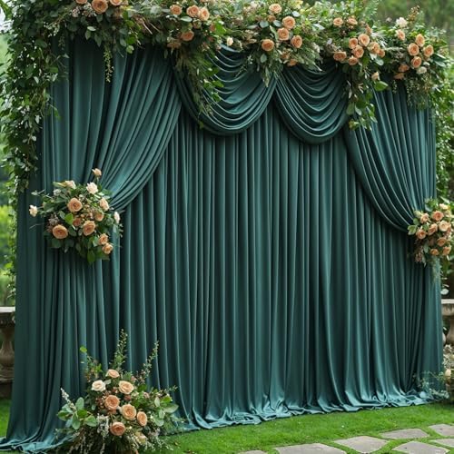 Hunter Green Backdrop Curtain for Parties Wrinkle Free Dark Green Photo Curtains Backdrop Drapes Fabric Decoration for Baby Shower Birthday Party Photography 5ft x 8ft,2 Panels - Image 4