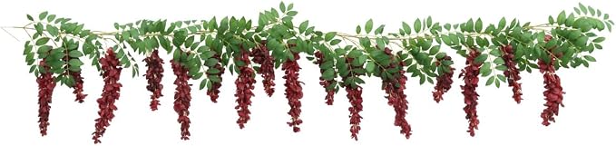 Encrypted Flower Vine Wisteria Artificial Garland Hanging (Wine Red, 2pcs) | AROIUO Flower Garland Decorations for Home Garden Outdoor Ceremony Wedding Arch Decoration 71 inches - Image 8