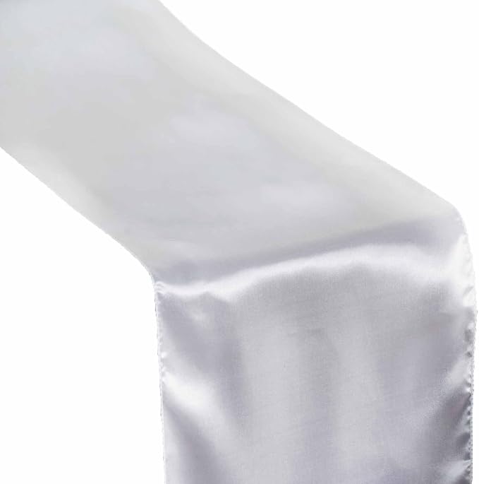 Balsa Circle 20 pcs 12 x 108 inch White Satin Table Runners Wedding Table Top Party Supplies Reception Linens Decorations by BalsaCircle