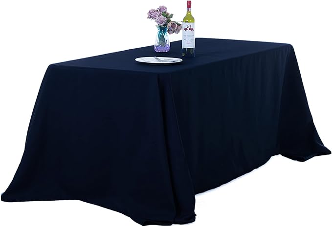 Ascoza 2pack 90x156 Inch Navy Rectangular Tablecloth 8 Feet Table Cloth in Polyester Fabric for Wedding/Banquet/Restaurant/Parties by Ascoza