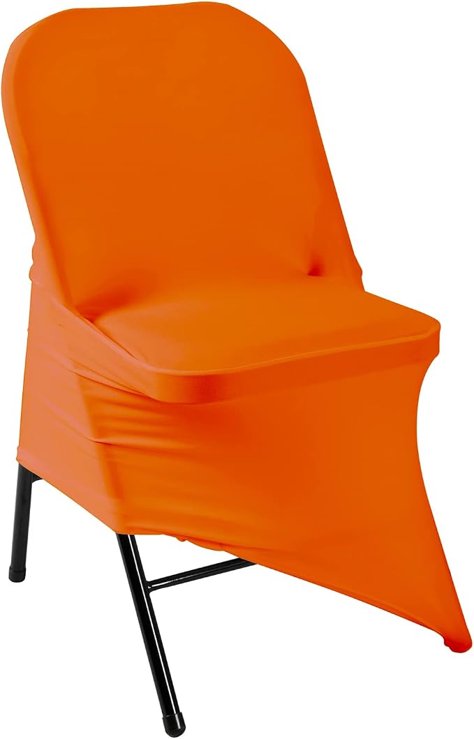 Spandex Chair Cover,25PCS,Living Room Folding Chair Covers,Removable Chair Covers Washable Protector Stretch Chair Cover for Party, Banquet,Wedding Event,Hotel(Orange) - Image 4