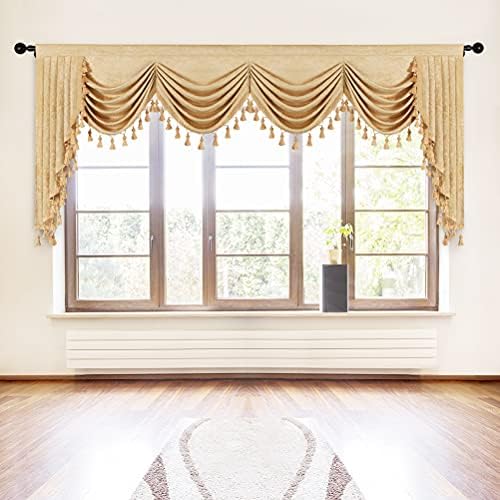 ELKCA Thick Chenille Window Curtains Valance for Living Room Luxury Gold Curtain Valance for Bedroom (W110inch, 1 Panel) by ELKCA