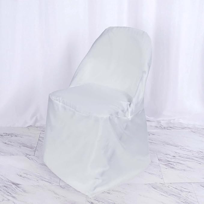 Efavormart 40 PCS White Linen Polyester Folding Chair Covers for Dining Chairs Party Wedding Banquet Outdoor Event Catering Slipcovers - Image 2