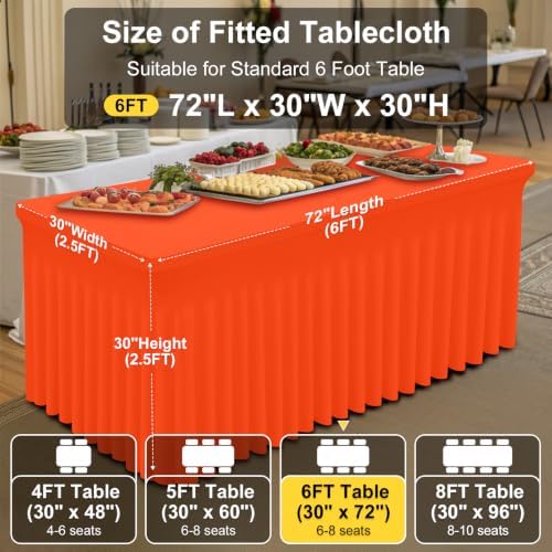Smiry 2 Pack Spandex Elastic Fitted Table Cloth Skirt for 6FT Table - Image 5
