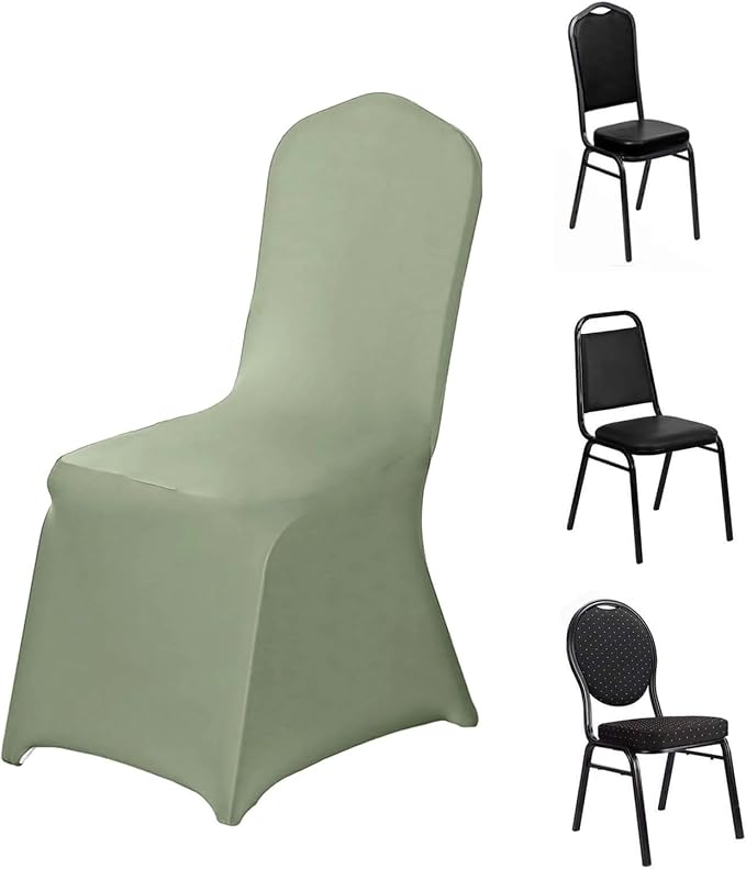 Efavormart 10 PCS Spandex Stretch Dusty Sage Chair Covers Universal Banquet Chair Covers for Party Dining with Foot Pockets Washable Wedding Chair Slip Covers for Outdoor by efavormart