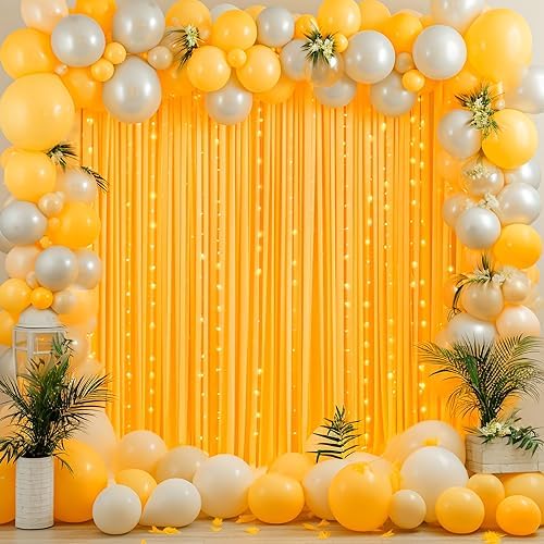 10x10 Marigold Backdrop Curtain for Parties Wrinkle Free Orange Photo Curtains Backdrop Drapes Fabric Decoration for Wedding Birthday Party Baby Shower 5ft x 10ft,2 Panels - Image 2