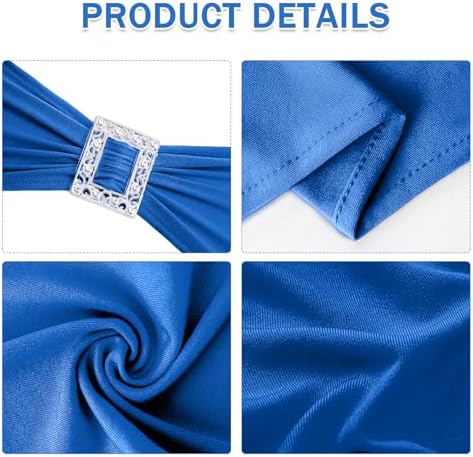 Joccun 30 PCS Spandex Chair Sashes Bows Stretch Chair Cover Band with Buckle Slider Universal Elastic Chair Ties for Wedding Banquet Party Event Decoration (Royal Blue) - Image 3