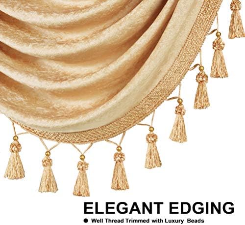 ELKCA Thick Chenille Window Curtains Valance for Living Room Luxury Gold Curtain Valance for Bedroom (W110inch, 1 Panel) - Image 3