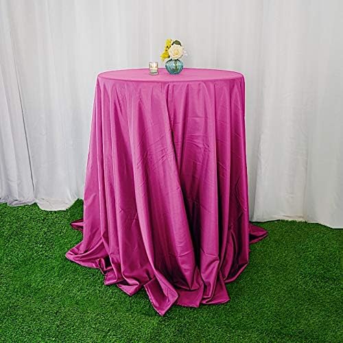 BalsaCircle 6 pcs 120 inch Fuchsia Round Tablecloths Polyester Fabric Table Cover Linens for Wedding Party Reception Banquet Events Kitchen Dining - Image 8