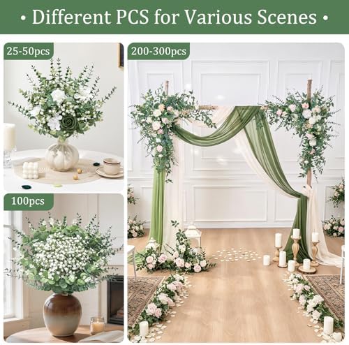 Serwalin 100PCS Mixed Eucalyptus Stems with Baby's Breath Greenery - Image 6