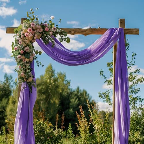 Wedding Arch Draping Fabric 3 Panels Lavender Purple Sheer Backdrop - Image 5