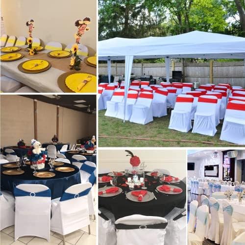 ManMengJi 25PCS Chair Sashes, Spandex Sashes Bows Brown, Chair Cover Bands with Buckle Slider for Banquet, Party, Hotel Event Decorations - Image 6