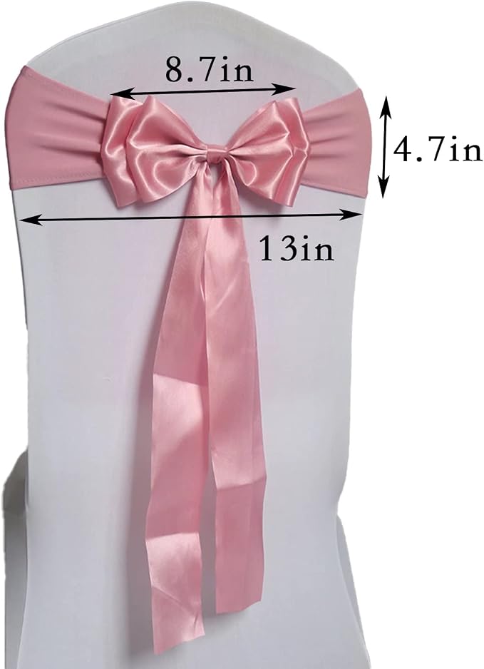 Pack of 25 Chair Sashes Spandex Chair Bands Satin Chair Sashes Chair Ribbons Bows Stretch Chair Sashes for Wedding Party Events Banquet Hotel Home Kitchen Chair Cover Decoration（25 PCS Dark Pink） - Image 3