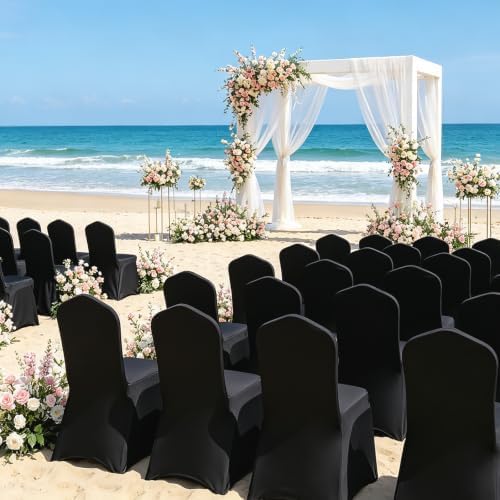 30PCS Black Chair Covers, Wrinkle Resistant, Elastic Stretch and Washable, Stretch Polyester Spandex Slipcovers Folding Chair Covers for Party, Wedding, Dining, Banquet, Event - Image 7