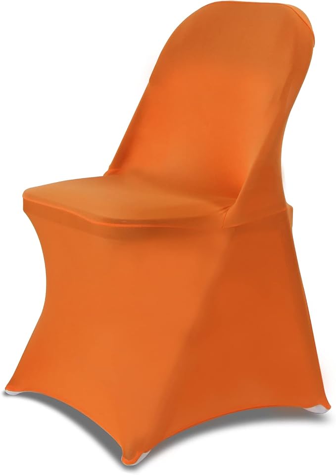 HAINARverS Folding Chair Covers for Wedding, 10pcs Orange | Stretch Spandex Washable Fabric Chair cover, Decoration Chair Cover for Wedding, Party, Banquet, Birthday, Conference, Event by HAINARverS