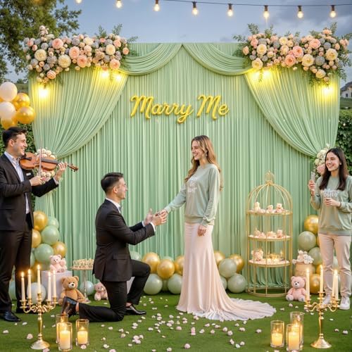 8 Panels Sage Green Backdrop Curtain for Parties Wrinkle Free Dark Green Photo Curtains Backdrop Drapes Fabric Decoration for Weding Baby Shower Birthday Party Photography 40ft(W) x 10ft(H) - Image 4