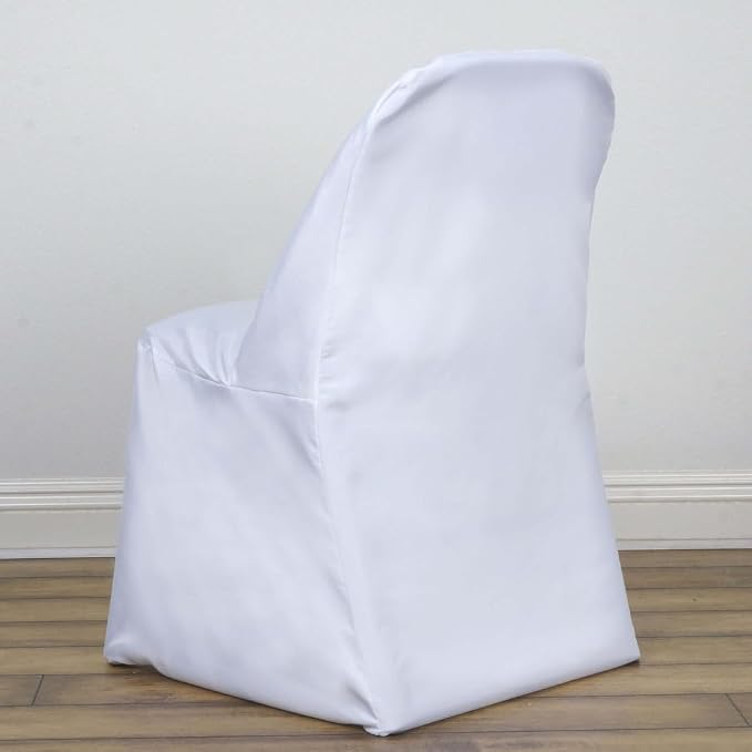 Efavormart 40 PCS White Linen Polyester Folding Chair Covers for Dining Chairs Party Wedding Banquet Outdoor Event Catering Slipcovers - Image 3