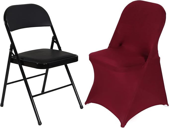 HAINARverS Folding Chair Covers for Wedding, 10pcs Burgundy | Stretch Spandex Washable Fabric Chair cover, Decoration Chair Cover for Wedding, Party, Banquet, Birthday, Conference, Event - Image 5