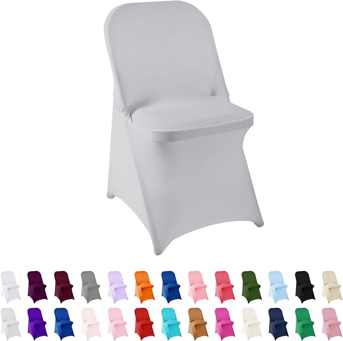 Spandex Chair Cover, 25PCS - Removable, Washable, Stretch Chair Covers for Living Room, Party, Banquet, Wedding, Hotel (Silver) by AlGaiety