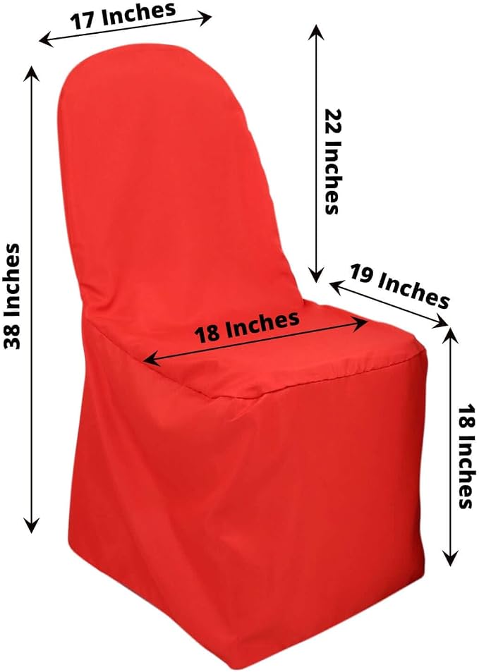 Efavormart 20PCS | Round Top Red Polyester Banquet Chair Covers Linen Dinning Chair slipcover for Wedding Party Event Catering - Image 3