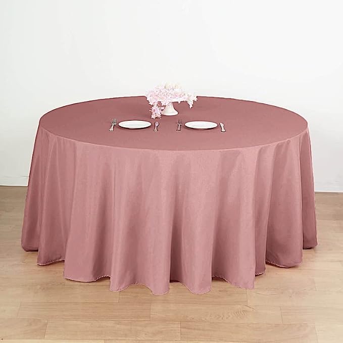 10 pcs 132 inch Dusty Rose Round Polyester Tablecloths Fabric Table Cover Linens | 132" Washable Fabric Table Cloth Covers for Wedding Party Polyester Reception Buffet Events Catering Dining Kitchen - Image 2