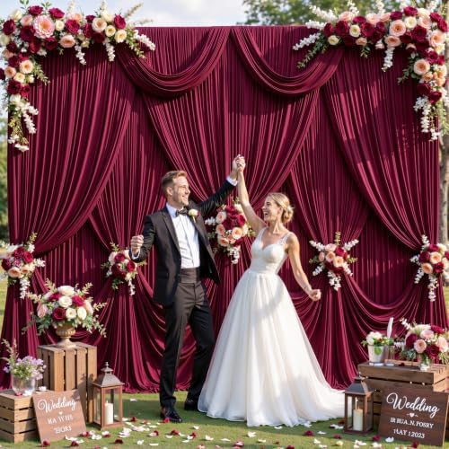 Burgundy Backdrop Curtain for Parties Wedding Wrinkle Free Maroon Photo Curtains Backdrop Drapes Fabric Decoration for Birthday Engagement Ceremony 5ft x 8ft,2 Panels - Image 3