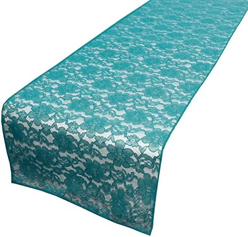 Zen Creative Designs 10 Pack Floral Lace Table Runner Sheer Lace Event Party Wedding Table Decor (12" by 120", Teal) by ZenCreativeDesigns