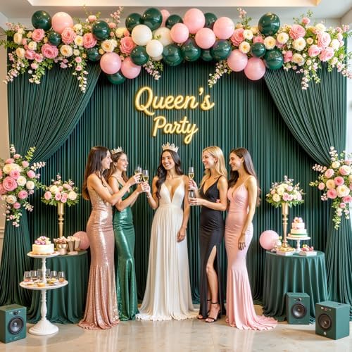 Hunter Green Backdrop Curtain for Parties Wrinkle Free Dark Green Photo Curtains Backdrop Drapes Fabric Decoration for Baby Shower Birthday Party Photography 5ft x 8ft,2 Panels - Image 3