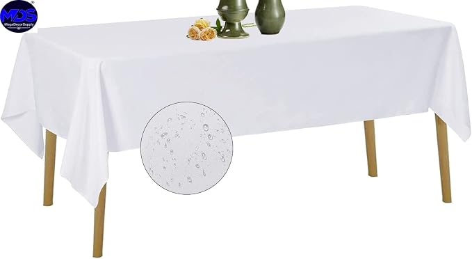 MDS Pack of 5 Rectangle Tablecloth 80 x 84 Inch Polyester Wrinkle Resistant Washable Polyester Table Cloth for Kitchen Dining Buffet Parties, Picnic, Events, Weddings and Restaurants -White - Image 2