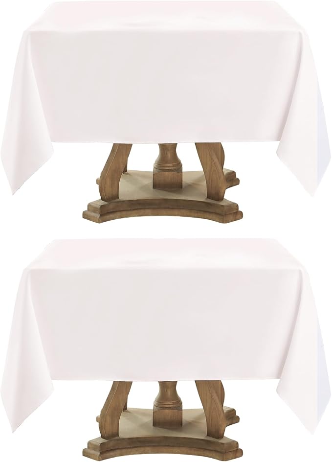 2 Pack White Square Tablecloths 52x52 Inch for Dining Tables | Washable Decorative Linen Polyester Table Cover for Banquets Buffets Parties and Weddings by AOCOZHomeLifeMuseum