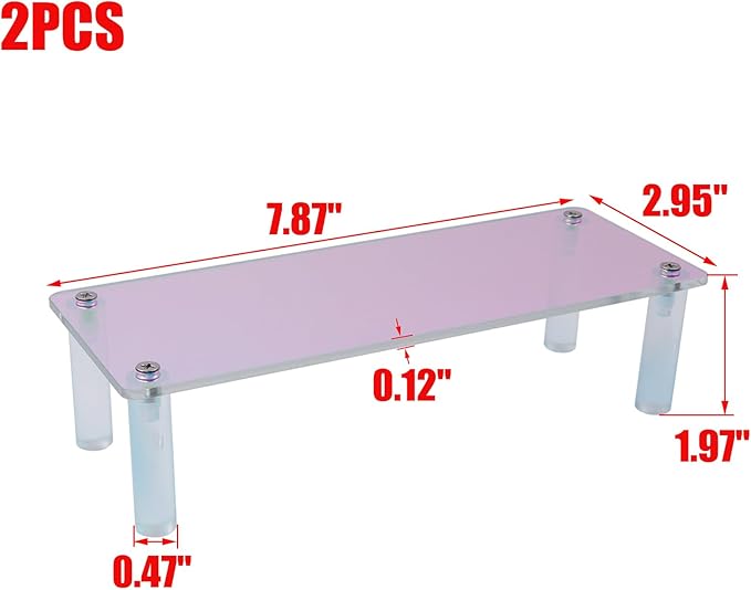 MY MIRONEY 2PCS Acrylic Display Stand Iridescent Display Shelf Figurines Organizer Cupcakes Holder for Cake Food Desserts Figurines Collectibles Perfume Jewelry Makeup(7.87" x 2.95" x 1.97")