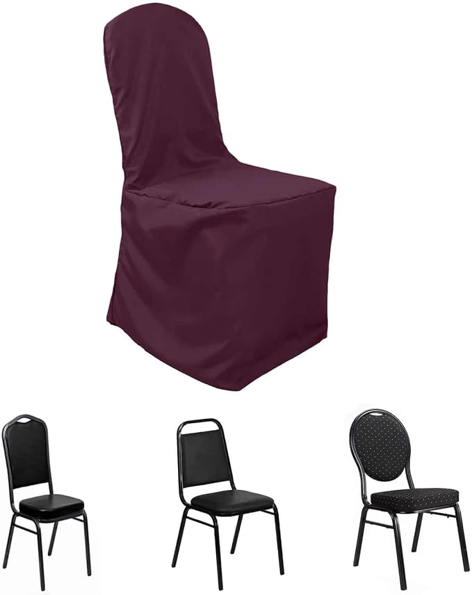 Efavormart 20PCS Round Top Burgundy Polyester Banquet Chair Covers Linen Dinning Chair slipcover for Wedding Party Event Catering by efavormart