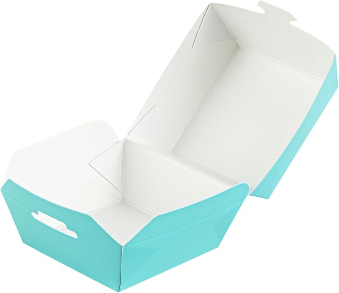 Restaurantware 2.5 x 2.5 x 2 Inch Mini Burger Boxes 100 Clamshell Food Containers - Hinged Lid Disposable Turquoise Paper Take Out Boxes Serve Sliders Or Finger Foods - Image 9