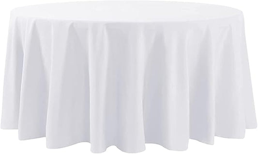 1 Pack White Round Tablecloths 132 Inch for Dining Tables | Washable Decorative Linen Polyester Table Cover for Banquets Buffets Parties and Weddings by AOCOZHomeLifeMuseum