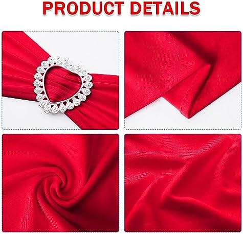Pack of 60 Spandex Chair Sashes Bows Stretch Chair Cover Band with Buckle Slider Universal Elastic Chair Ties for Wedding Banquet Party Event Decoration (Ruby) - Image 3