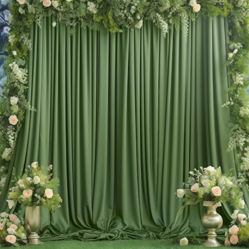4 Panels Valley Green Backdrop Curtain for Parties Wrinkle Free Dark Green Photo Curtains Backdrop Drapes Fabric Decoration for Baby Shower Birthday Party Photography 20ft(W) x 10ft(H) - Image 6