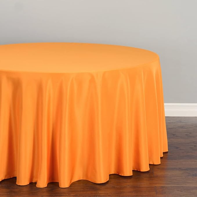 LTC LINENS 2 Pack 120 Inch Round Tablecloth Orange - Great for 60 Inch Round Table Floor Length - Washable, Wrinkle Resistant Polyester Fabric Cloth for Parties - Image 3