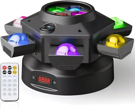 LED Six Arms Effect Light, Moving Head DJ Lights 150W DJ Laser Light 6 Arms Party Lights RGBW 4 in1, DMX512 Sound Activated with Mixed Stage Lighting Effects for Parties Disco Club Bar KTV Wedding