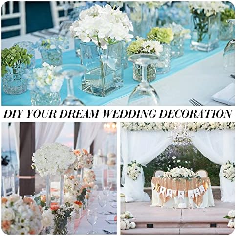Yunsailing 100 Pcs Artificial Hydrangea Flowers Hydrangea Flower Heads with Stems Silk Faux Hydrangea Flowers for Wedding Centerpiece Fake Bouquet Home Indoor Garden Party Decoration (White) - Image 3