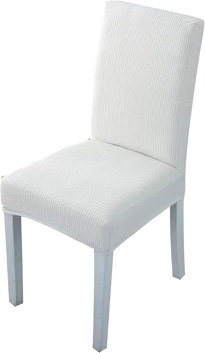 1PCS Dining Chair Covers Polyester Stretch Dining Room Chair Slipcovers Removable Available Waterproof and Washable Chair Covers for Kitchen、Banquet、Hotel and Party（Off White） by Unknown