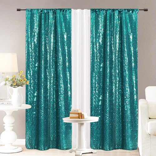 Eternal Beauty Teal 3mm Sequin Backdrop 2x8 Ft 2 Pack Wedding - Image 2
