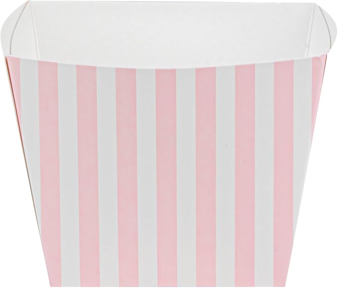 Restaurantware-Bio Tek 4.3 x 4.3 x 3.2 Inch Snack Boxes, 200 PE Coating Treat Boxes - Sturdy, Disposable, Pink And White Paper French Fry Box, Open Top, Striped Design - Image 14