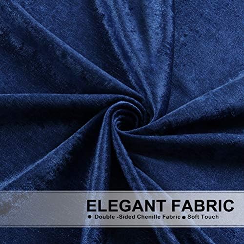 ELKCA Thick Chenille Window Curtains Valance for Living Room Royal Blue Swag Valance with Beads for Bedroom,Rod Pocket (W118inch,1 Panel) - Image 4