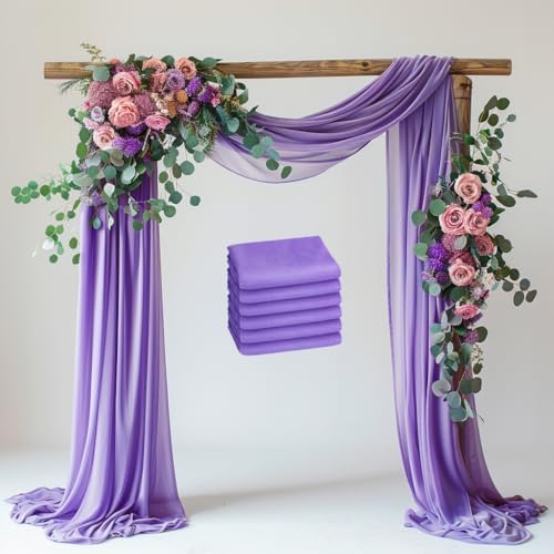 Wedding Arch Draping Fabric 6 Panels Lavender Purple Sheer Backdrop by Xiomot