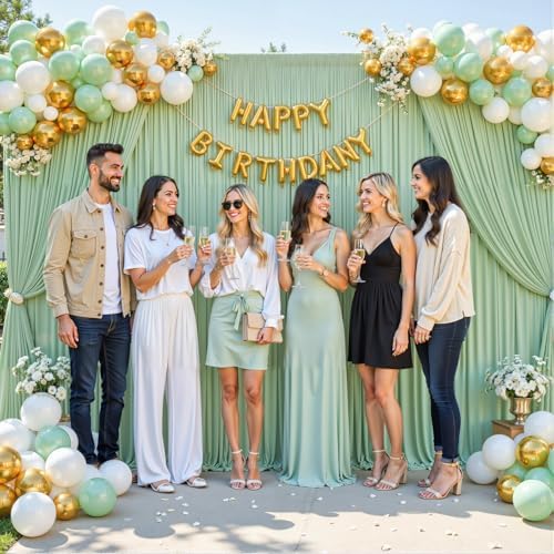 Sage Green Backdrop Curtain for Parties Wrinkle Free Dark Green Photo Curtains Backdrop Drapes Fabric Decoration for Baby Shower Birthday Party Photography 5ft x 8ft,2 Panels - Image 4