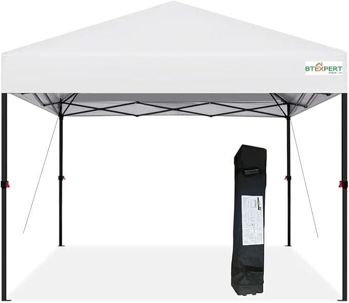 BTExpert 10x10 Set of 2, One Push Instant Canopy Pop Up Tent Easy 1-Touch Portable Folding Shelter Outdoor Gazebo Shade w/Adjustable Height Carrying Wheeled Bag Party Event Picnic Easy Setup