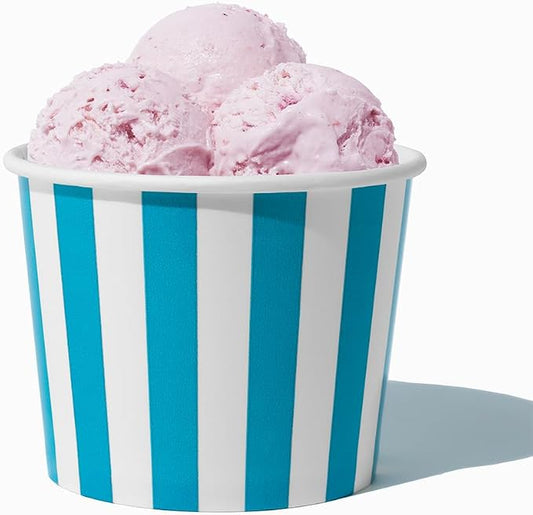 UNIQ 12 oz 1000 Pack Blue Striped Ice Cream Cups | Large Disposable Dessert Cups for Ice Cream, Frozen Yogurt & Gelato | Paper Food Cups Leak Resistant | Bulk Pack for Parties & Business by UNIQSupply
