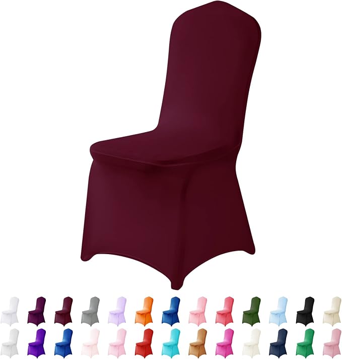 Spandex Chair Covers, 25PCS, Washable Protector for Living Room, Party, Banquet, Wedding, Hotel (Burgundy) by AlGaiety